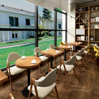 尋木匠休闲小方桌组合北欧西餐厅餐桌实木奶茶咖啡店桌椅餐饮铁艺小圆桌