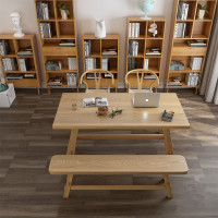 尋木匠日式白蜡木餐桌椅组合简约长方形工作台实木餐台原木餐厅长桌子