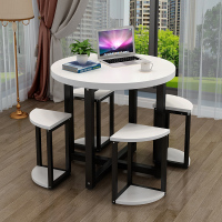 尋木匠大理石餐桌休闲咖啡桌圆桌小户型洽谈桌子接待桌椅组合办公家用