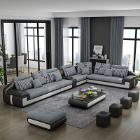 尋木匠皮配布布艺沙发组合简约现代北欧日式大小户型可拆洗客厅转角贵妃