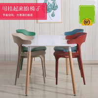 尋木匠简约现代家用塑料餐椅北欧靠背椅子创意扶手椅休闲成人办公牛角椅