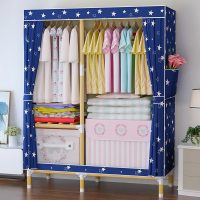 尋木匠长105宽45cm单人简易牛津布衣柜实木加粗加厚加固木棍挂衣服柜子