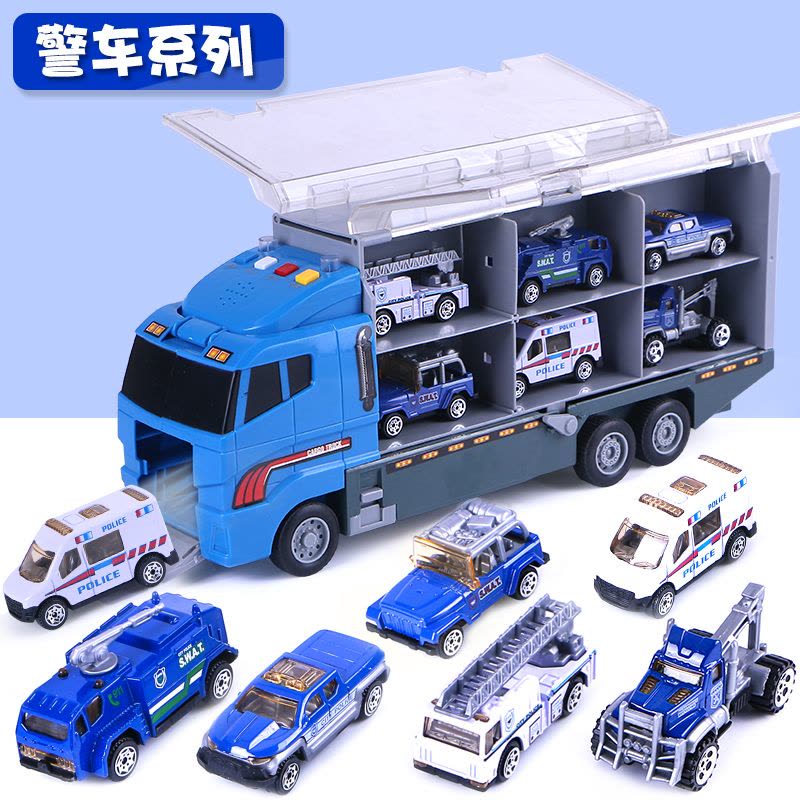 悦臻 儿童警察音乐货柜车警事装备玩具模型合金小汽车模型男孩玩具礼物2-3-4-5-6岁图片