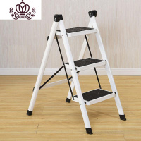 封后梯子家用折叠梯凳二三四五步加厚铁管踏板室内人字梯三步梯小梯子 白色白色三步梯家用梯