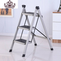 封后梯子家用折叠梯凳二三四五步加厚铁管踏板室内人字梯三步梯小梯子 灰色金属灰三步梯