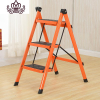 封后(FENGHOU)封后梯子家用折叠梯凳二三四五步加厚铁管踏板室内人字梯三步梯小梯子 桔红色桔色三步梯家用梯
