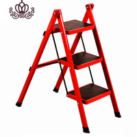 封后(FENGHOU)封后梯子家用折叠梯凳二三四五步加厚铁管踏板室内人字梯三步梯小梯子 红色红色三步梯家用梯