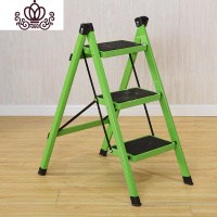 封后梯子家用折叠梯凳二三四五步加厚铁管踏板室内人字梯三步梯小梯子 浅绿色绿色三步梯家用梯