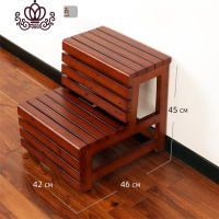 封后家用梯子实木二步两用梯凳子台阶脚踏凳登高梯踏步登高凳踏步 香柏木栗色