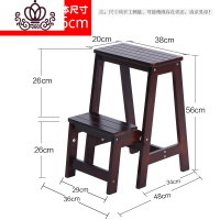 封后实木梯凳多功能家用梯子室内加厚折叠两用三步小台阶楼梯椅登高凳 二层梯凳-黑胡桃色
