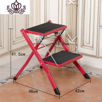 封后家用折叠梯子加厚人字梯凳两层爬楼扶梯室内小楼梯多功能三四步梯 两层梯凳大红色