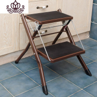 封后家用梯子加厚二步梯折叠梯踏板梯阁楼梯凳椅子登高梯爬梯 两层梯咖啡色