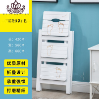 封后家用折叠楼梯椅 全实木梯子椅子多功能两用步阶梯凳梯子凳子木梯 3层折叠(图案雕刻款)白色家用梯