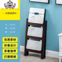 封后家用折叠楼梯椅 全实木梯子椅子多功能两用步阶梯凳梯子凳子木梯 3层折叠(图案雕刻款)黑白混搭