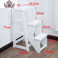 封后实木折叠楼梯登高二三步台阶梯凳家用两用多功能创意小梯子 白色增高三层收脚梯凳(实木)家用梯
