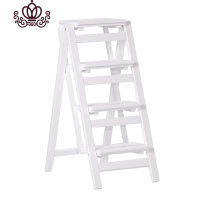 封后(FENGHOU)封后实木梯凳家用折叠加厚梯椅两用四步台阶梯室内登高爬梯子楼梯 白色-四层折叠梯家用梯