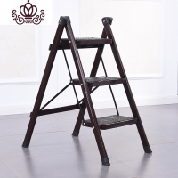 封后梯子家用折叠梯凳二三四五步加厚铁管踏板室内人字梯三步梯小梯子 深棕色深棕色三步梯家用梯