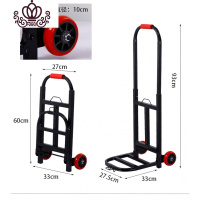 封后买菜小拉车便携购物车家用拉杆车行李车拖车拉货小推车爬楼载重王 中号方管PU轮+2根绑绳家用拖车