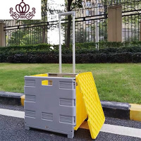 封后拉杆箱买菜车小拉车便携购物车家用老人拖车超市折叠推车拉货 新款中号加长黄灰含盖(轴承轮)家用拖车