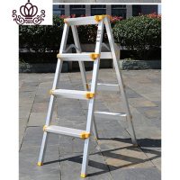 封后加厚家用折叠人字2小梯子3步铝合金双面3扶梯4登高便携洗车凳爬梯 4步江浙沪皖黄色