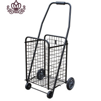 封后买菜车购物车便携折叠小拉车爬楼手拉车手推车行李车家用老年拖车 大号黑色四轮家用拖车