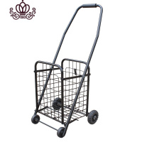 封后买菜车购物车便携折叠小拉车爬楼手拉车手推车行李车家用老年拖车 小号黑色四轮家用拖车