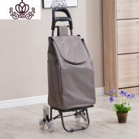 封后买菜小拉车轻便购物车爬楼家用拉杆车折叠轻便手拉车大号拖车 大号水晶爬楼轮深棕布袋+底座家用拖车