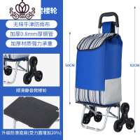 封后爬楼购物车买菜车小拉车家用便携行李手拉拖车折叠拉杆老人小推车 升级款[橡胶爬楼轮+加固底板+防雨布包]蓝条色家用拖车