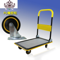 封后平板车手推车搬运车致悦小推车拉货车家用物流多用平板拖车 小号车73*48配PU黄圈脚轮家用拖车