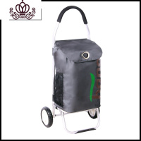 封后铝合金便携购物车平步轮家用买菜购物车可折叠行李拖车小拉车 深灰色圆手把平步车家用拖车