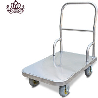封后加厚不锈钢钢板手推车平板拖车折叠搬运车超市拉货车家用工具车 202不锈钢固定车100*60配6寸轮家用拖车