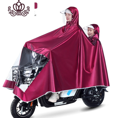 封后电动电单车母子双人雨衣长款全身时尚女加厚防水亲子骑车雨披