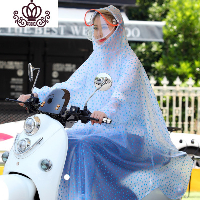 封后电动车自行车带袖子雨衣双檐大帽檐单人男女成人韩国时尚雨披