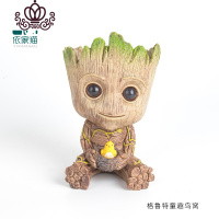 封后空气凤梨懒人无土植物多肉花卉树人格鲁特盆栽Groot花盆绿植花卉 格鲁特童趣鸟窝花架(不含植物) 含盆