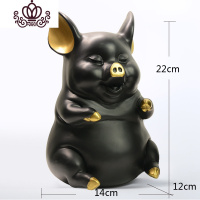 封后北欧风格大号可爱小猪存钱罐动物儿童储蓄罐送女生酒架摆件 坐-黑色坐-黑色