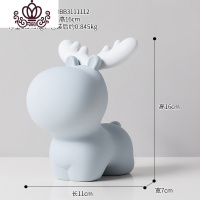 封后北欧可爱小鹿创意存钱罐摆件女生硬币储蓄可存可取大容量家用储钱 蓝色大号(可存取,中)储物罐
