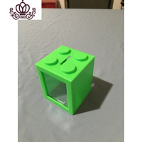 封后积木存钱罐 大颗粒塑料积木摆件玩具 儿童科教硬币零钱储存 绿色储物罐