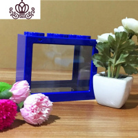 封后积木存钱罐 大颗粒塑料积木摆件玩具 儿童科教硬币零钱储存 大号蓝色储蓄罐