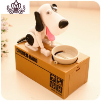 封后儿童犬存钱罐不可取创意女生可爱别墅狗储蓄箱网红防摔抖音款 黑白色吃钱狗[送电池★贴纸]储蓄罐