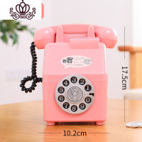 封后电话机存钱罐创意储蓄罐储钱罐超大号卡通可爱儿童防摔硬币零钱罐 长款粉色