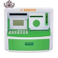 封后atm机存钱罐男孩儿童密码箱可存可取女生储蓄罐大容量大人用家用 绿色语音播报-闹钟显示