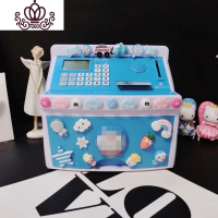 封后超大容量儿童储蓄存钱罐ATM取款机密码箱防摔网红不可取男孩女孩 蓝色简约款ATM(云朵M豆款)储蓄罐