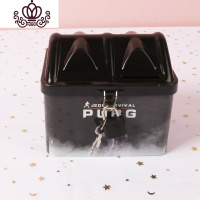 封后创意儿童存钱罐卡通防摔带锁可存取铁皮储存罐新年幼儿园奖品 黑色款储物罐