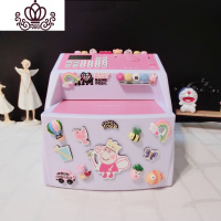 封后创意卡通DIY家用存钱罐语音密码储蓄罐儿童大容量ATM机密码箱 粉色简约款小猪