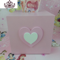 封后存钱罐不可取成人儿童只进不出创意女生可爱大号超大巨型木储蓄罐 粉色爱心可取钱超大号