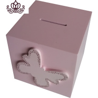 封后存钱罐不可取成人儿童只进不出创意女生可爱大号超大巨型木储蓄罐 粉色蝴蝶只进不出中号