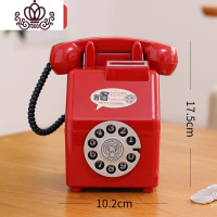 封后存钱罐防摔儿童储蓄罐创意硬币纸币两用男孩女孩网红储钱箱大容量 红色[仿真电话话筒可提]