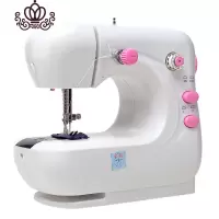 封后306A缝纫机家用电动小型迷你多功能全自动台式手动脚踏吃厚 306A云漫白[粉]