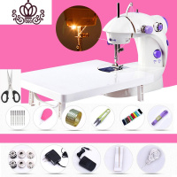 封后手握式升级版电动缝印机便携式吃厚家庭补衣服缝纫机家用小型衣车 紫色带灯34礼包加操作台+8寸剪