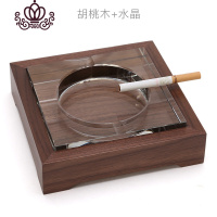 封后(FENGHOU)封后木质水晶烟缸大号中式玻璃客厅个性潮流家用办公桌烟灰缸创意复古 烟灰缸—胡桃木底座摆件